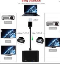 NIVATECH NTC-1312 USB to HDMI+VGA  ADAPTOR Usb 3.0 To Hdmi Vga 1080P Monitör Genişletici Çevirici Dönüştürücü Adapt - 1